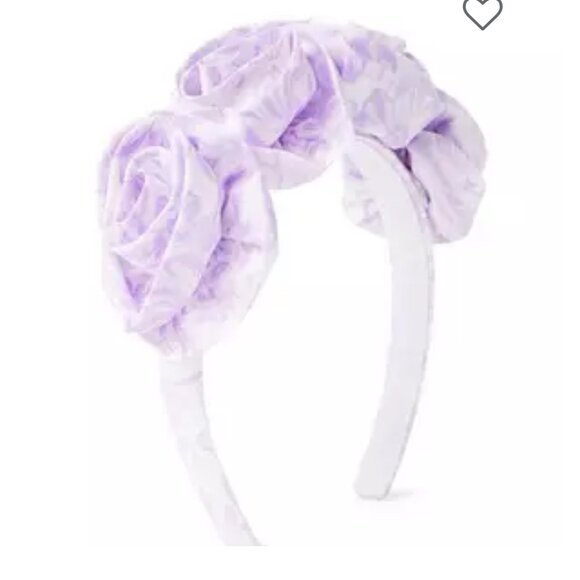 JANIE AND JACK Girl's Floral Rosette Headband Purple - Picture 1 of 10